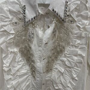 Pastels White Blouse with Ruffles